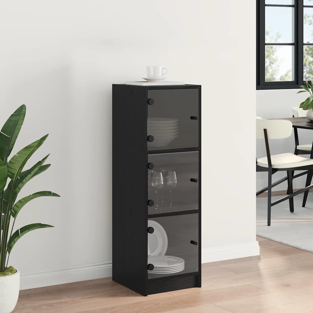 Highboard Schwarz Eichen-Optik 35 x 37 x 109 cm Holzwerkstoff