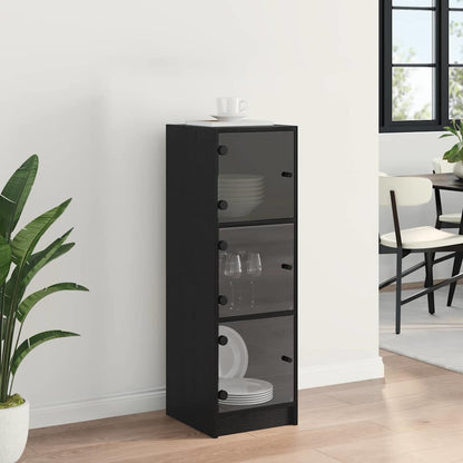 Highboard Schwarz Eichen-Optik 35 x 37 x 109 cm Holzwerkstoff