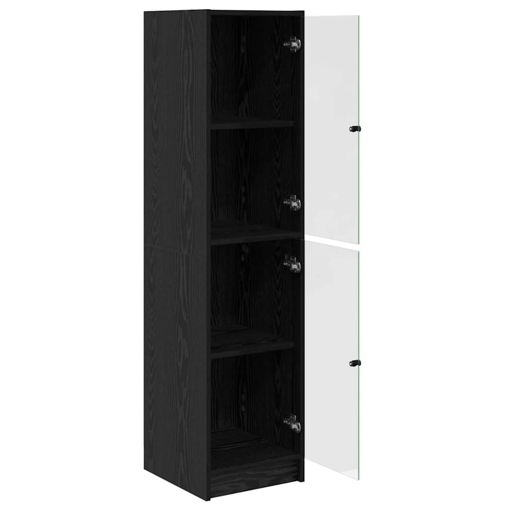 Highboard Schwarz Eichen-Optik 35 x 37 x 142 cm Holzwerkstoff