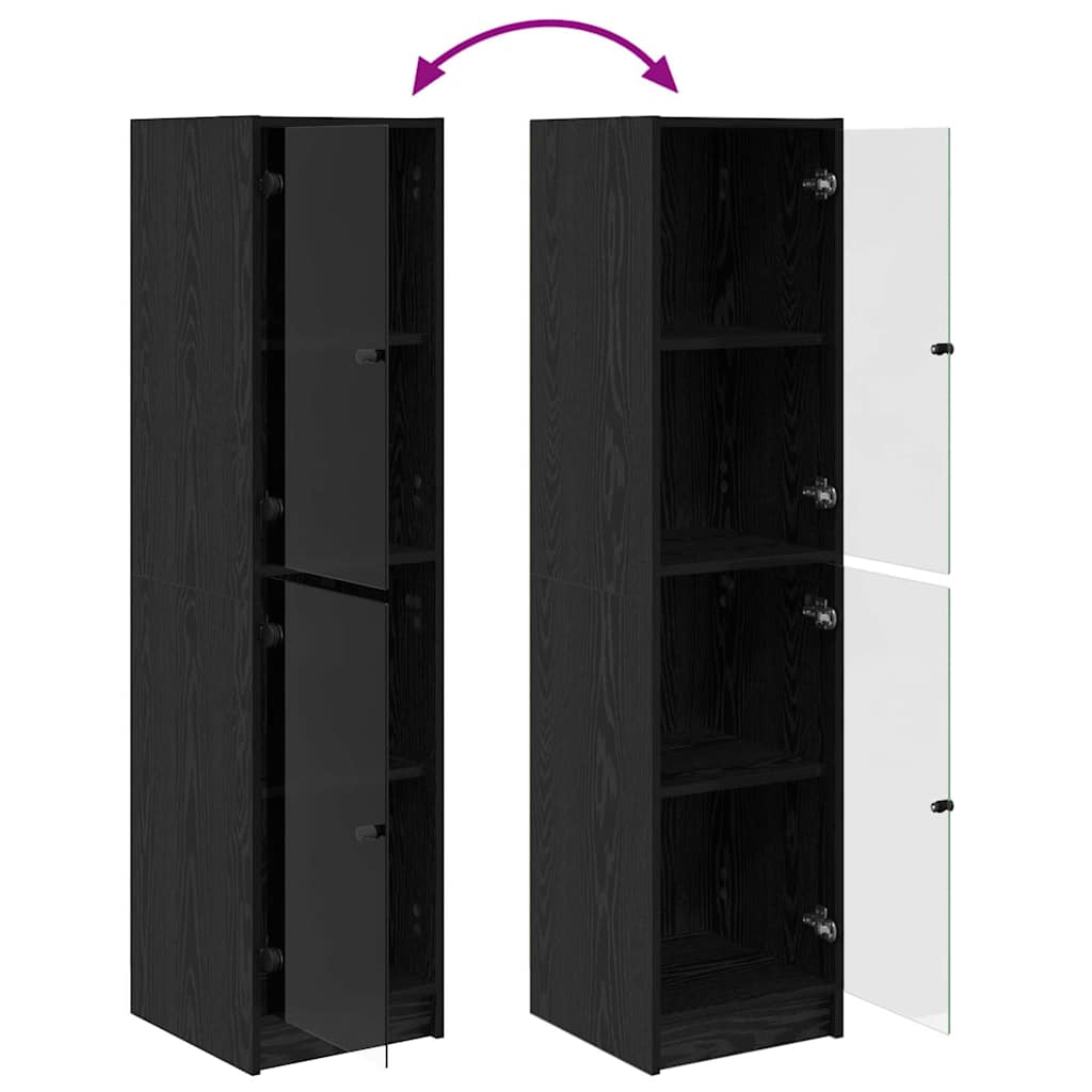 Highboard Schwarz Eichen-Optik 35 x 37 x 142 cm Holzwerkstoff