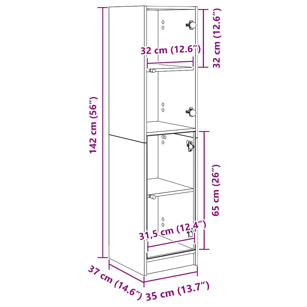 Highboard Altholz 35 x 37 x 142 cm Holzwerkstoff