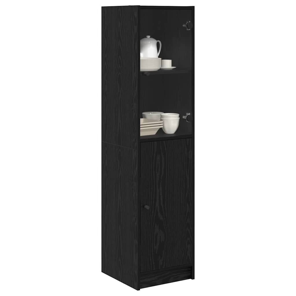 Highboard Schwarz Eichen-Optik 35 x 37 x 142 cm Holzwerkstoff