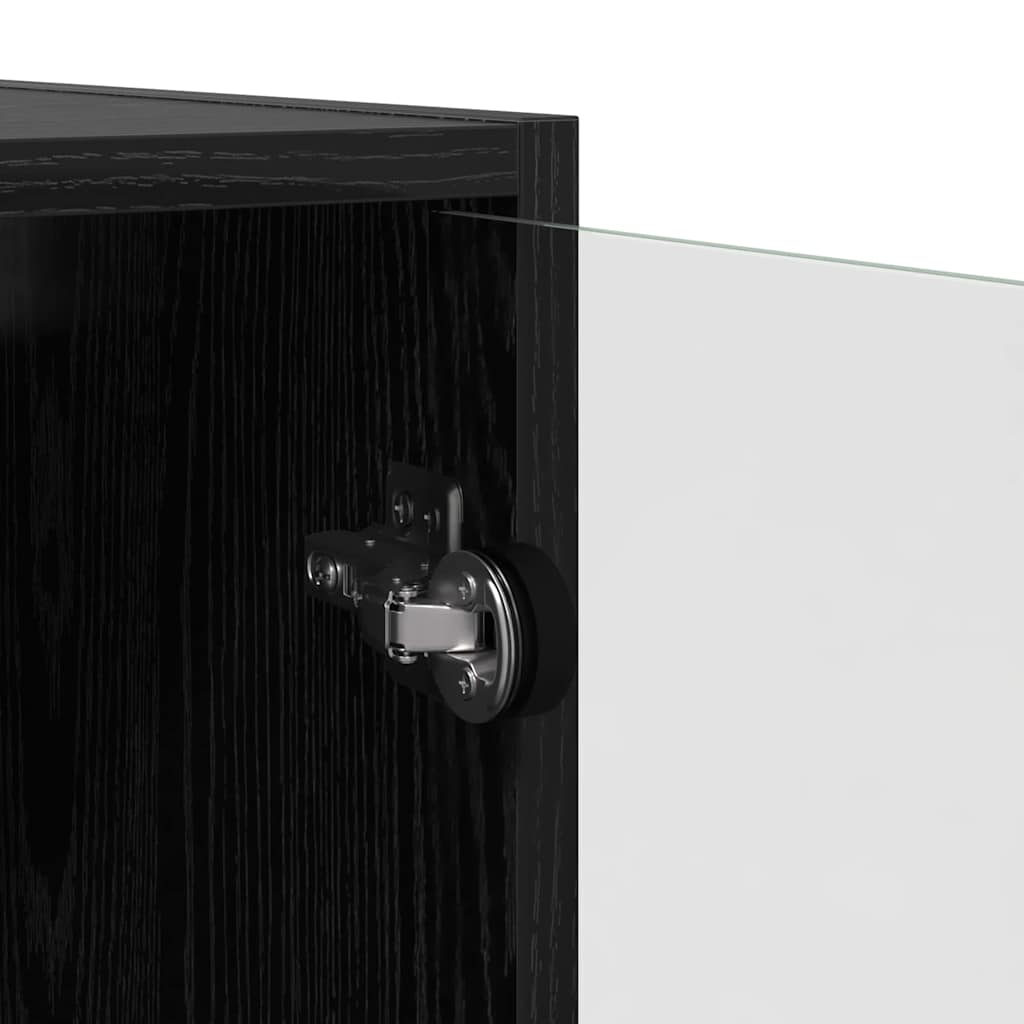 Wandschrank 35 x 37 x 102 cm Holzwerkstoff Schwarz Eichen-Optik