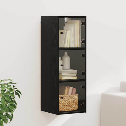 Wandschrank 35 x 37 x 102 cm Holzwerkstoff Schwarz Eichen-Optik