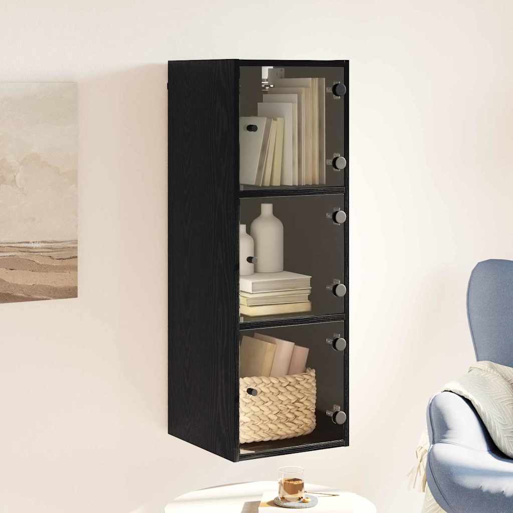 Wandschrank 35 x 37 x 102 cm Holzwerkstoff Schwarz Eichen-Optik