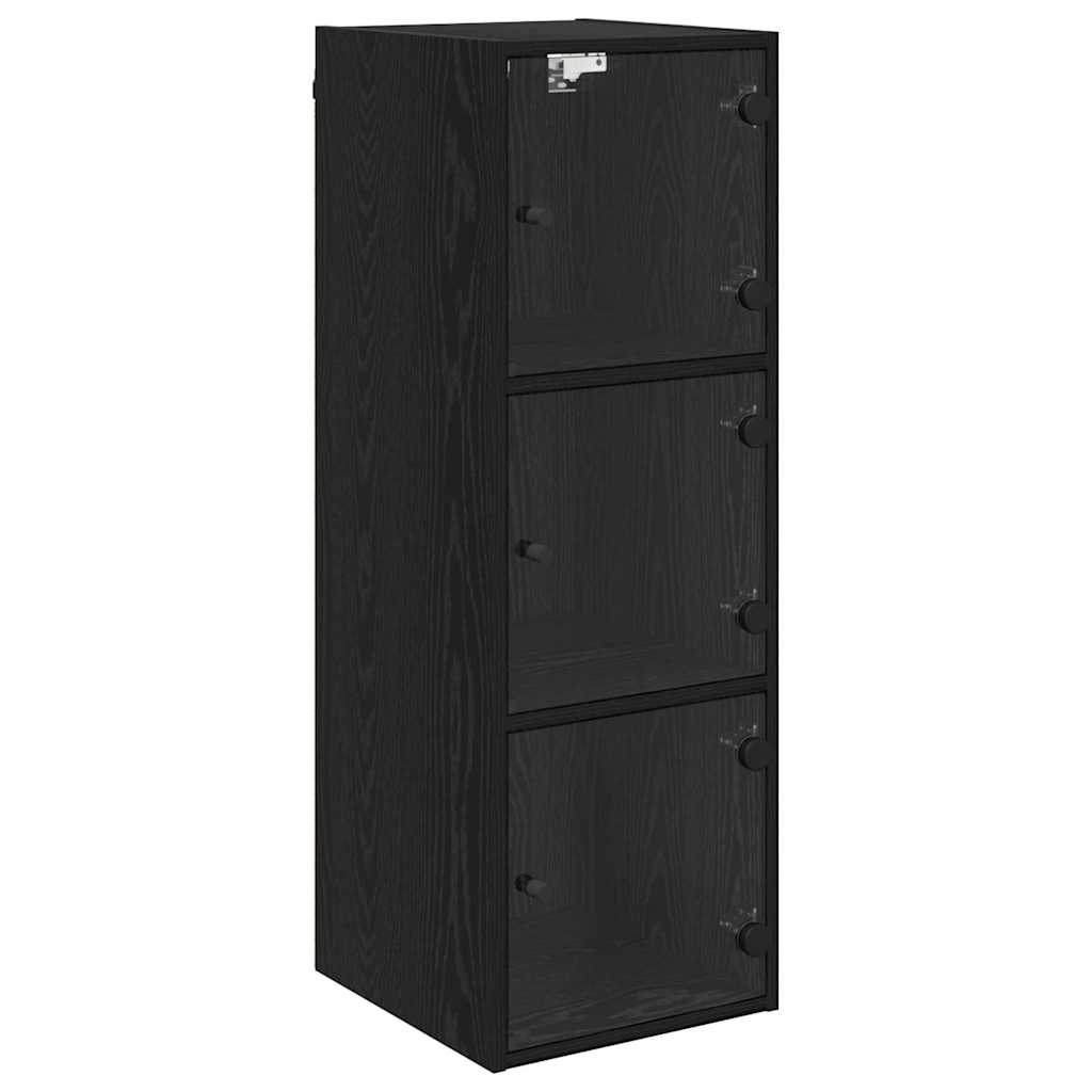 Wandschrank 35 x 37 x 102 cm Holzwerkstoff Schwarz Eichen-Optik