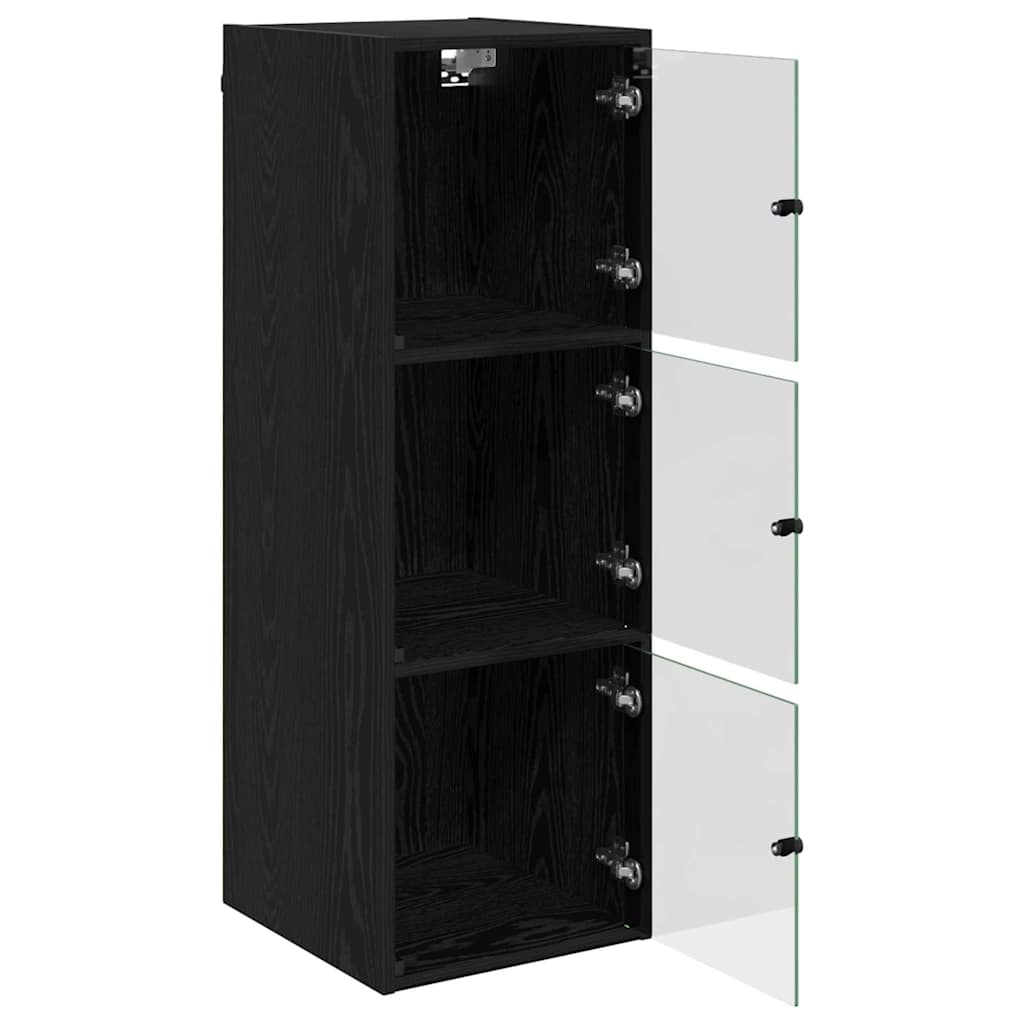 Wandschrank 35 x 37 x 102 cm Holzwerkstoff Schwarz Eichen-Optik