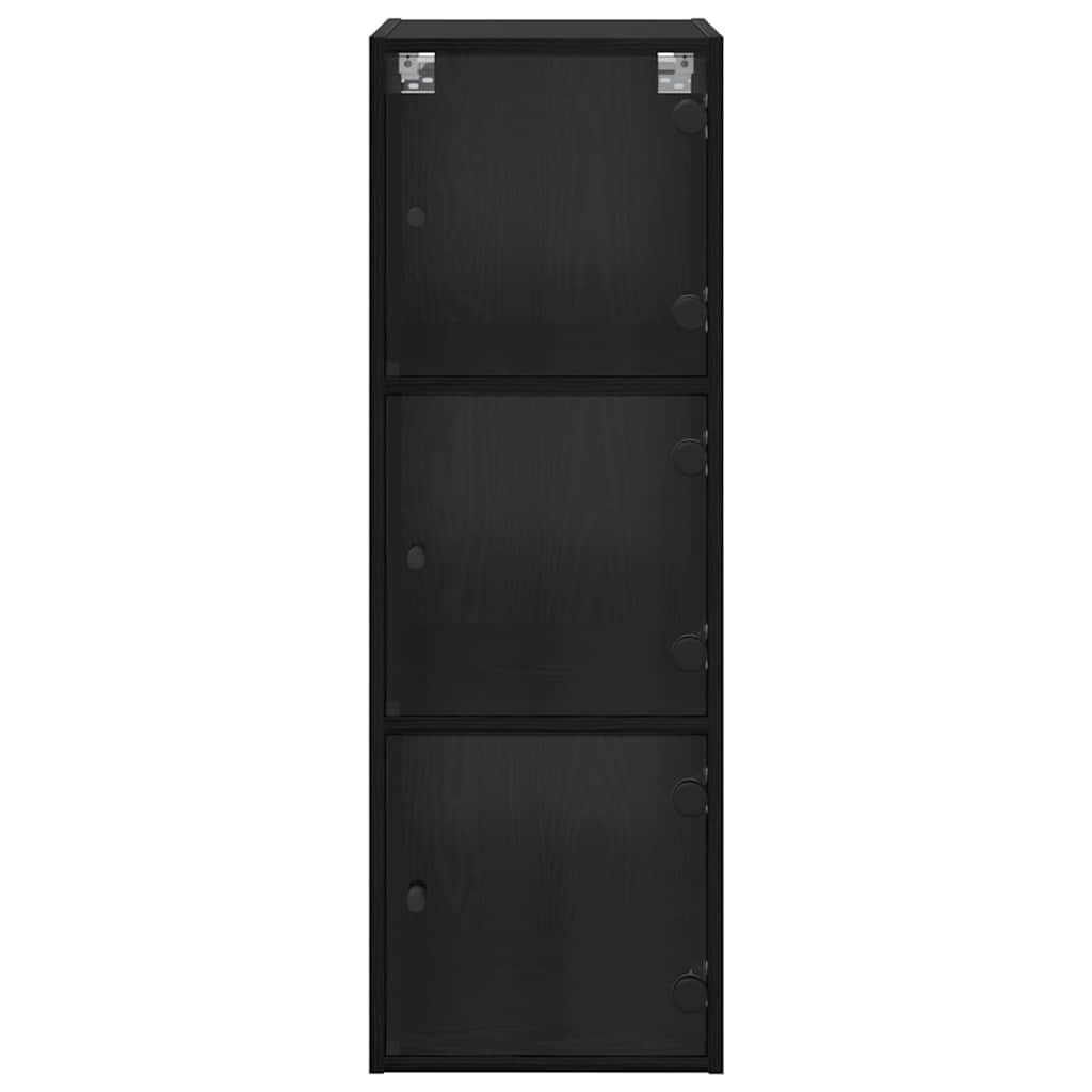 Wandschrank 35 x 37 x 102 cm Holzwerkstoff Schwarz Eichen-Optik
