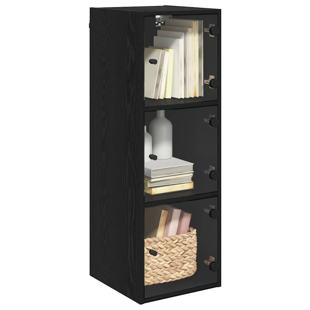 Wandschrank 35 x 37 x 102 cm Holzwerkstoff Schwarz Eichen-Optik