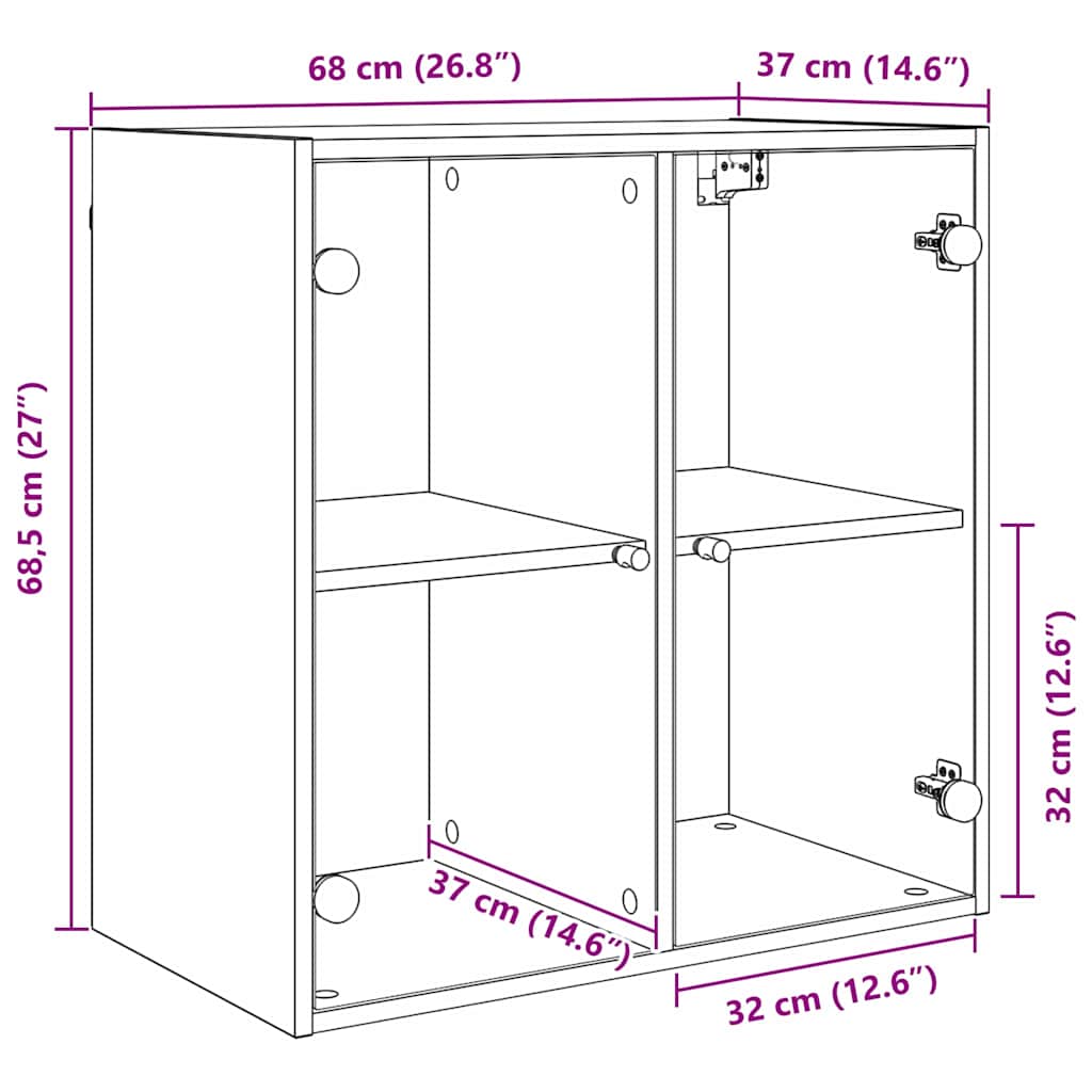 Wandschrank 68 x 37 x 68,5 cm Holzwerkstoff Altholz