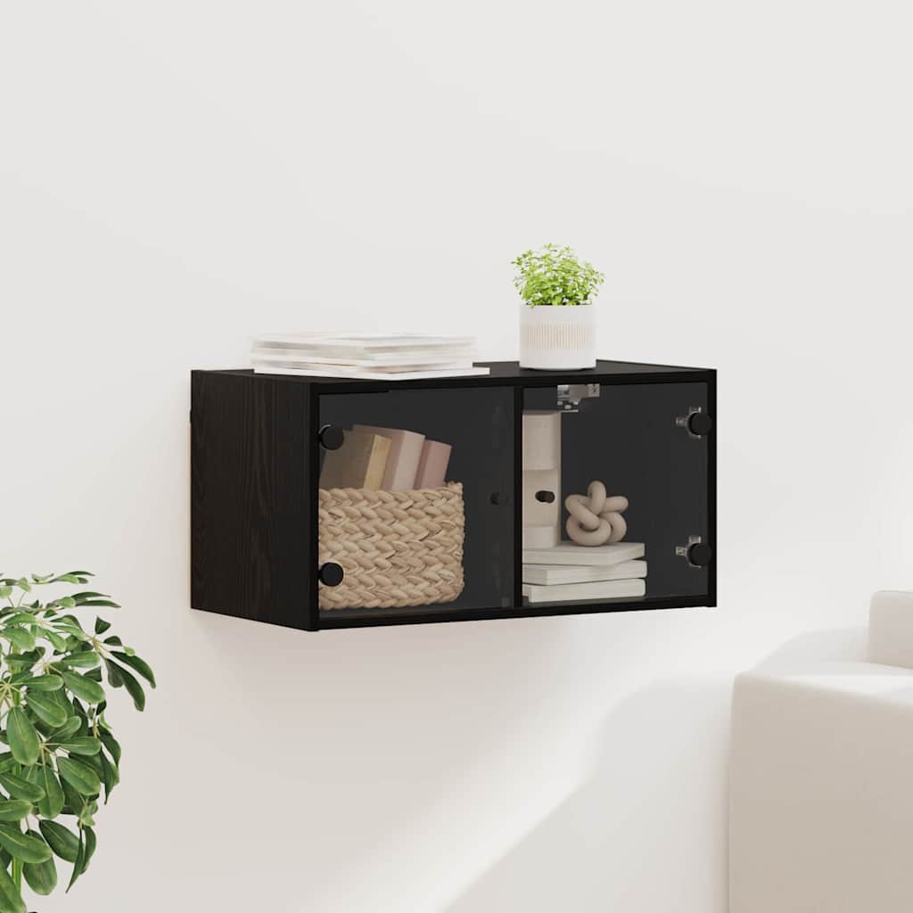 Wandschrank 68 x 37 x 35 cm Holzwerkstoff Schwarz Eichen-Optik