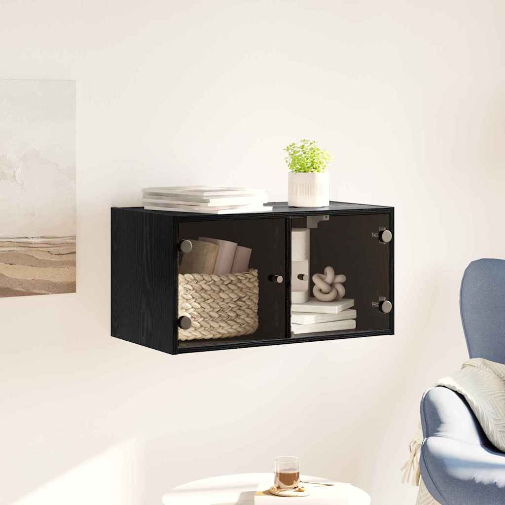 Wandschrank 68 x 37 x 35 cm Holzwerkstoff Schwarz Eichen-Optik