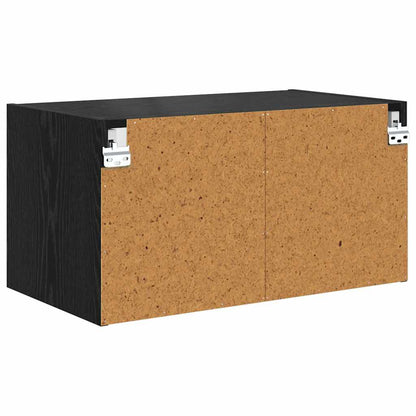 Wandschrank 68 x 37 x 35 cm Holzwerkstoff Schwarz Eichen-Optik