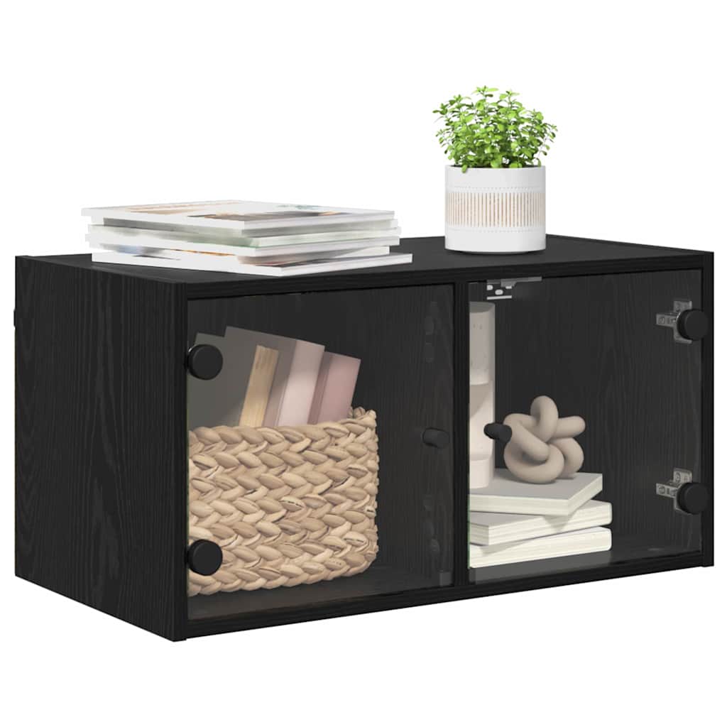 Wandschrank 68 x 37 x 35 cm Holzwerkstoff Schwarz Eichen-Optik