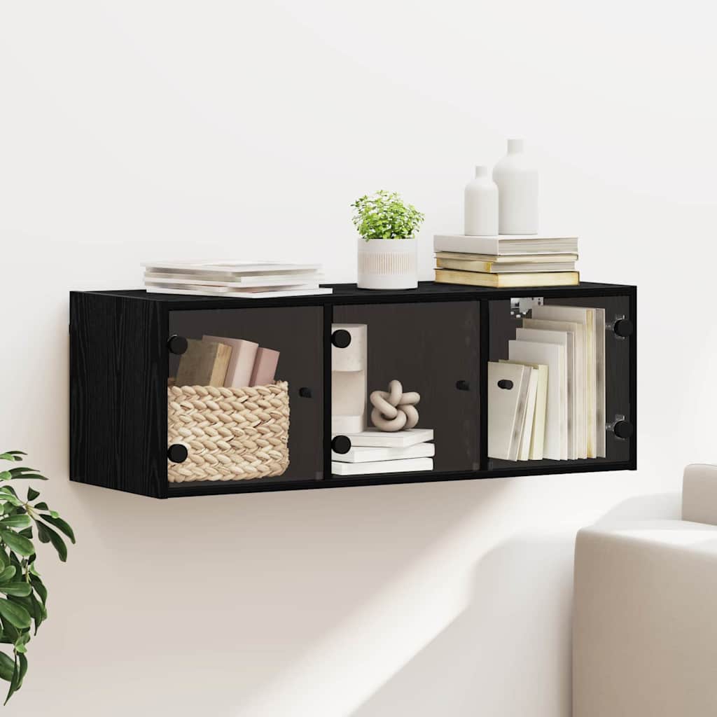 Wandschrank 102 x 37 x 35 cm Holzwerkstoff Schwarz Eichen-Optik
