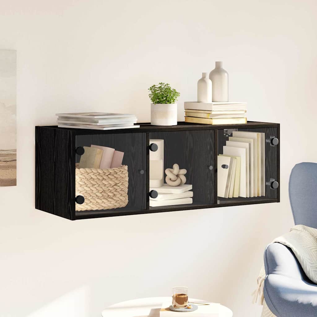 Wandschrank 102 x 37 x 35 cm Holzwerkstoff Schwarz Eichen-Optik