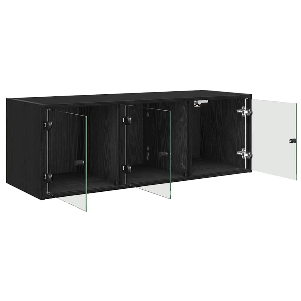 Wandschrank 102 x 37 x 35 cm Holzwerkstoff Schwarz Eichen-Optik