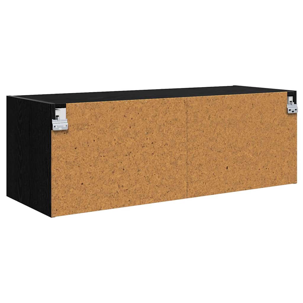 Wandschrank 102 x 37 x 35 cm Holzwerkstoff Schwarz Eichen-Optik