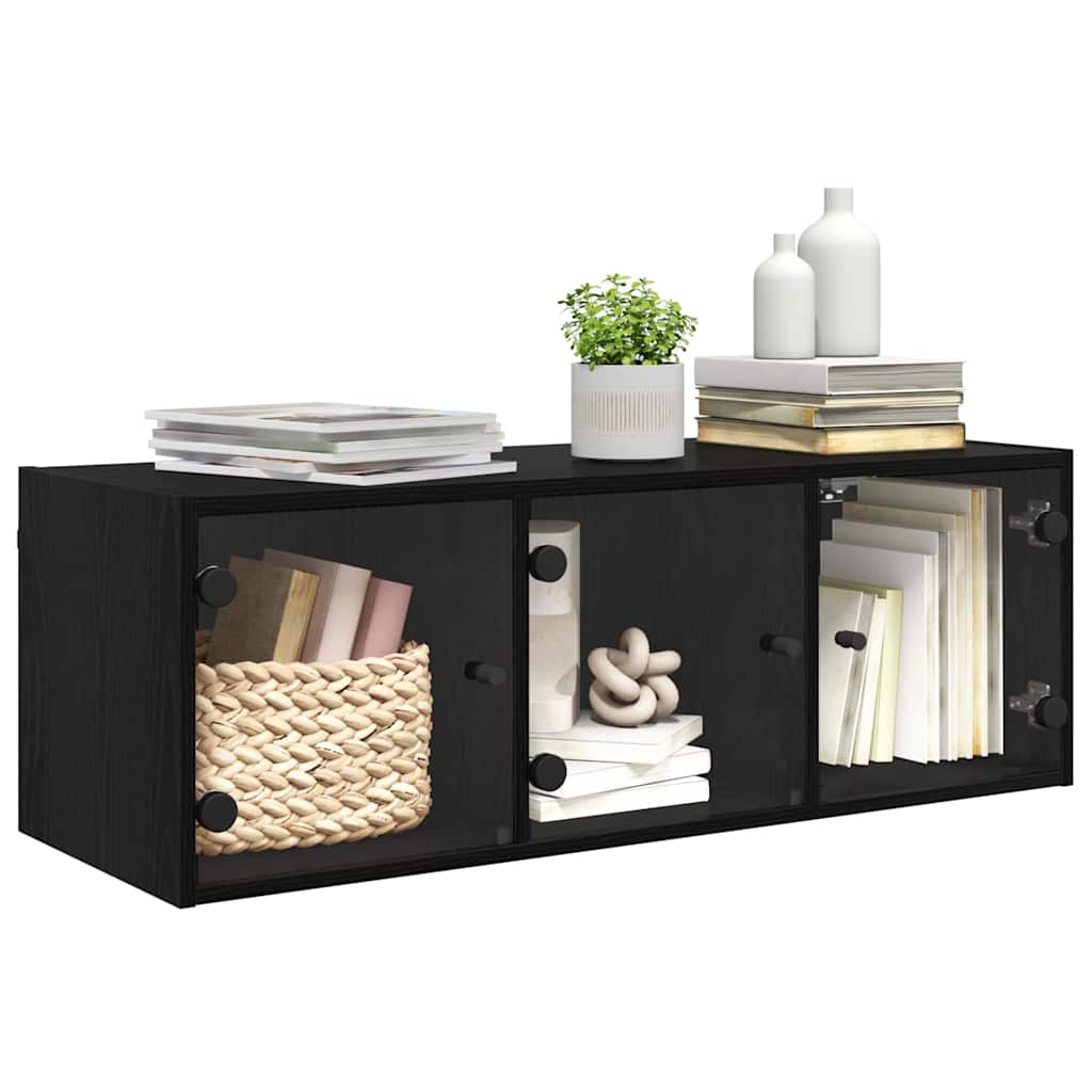 Wandschrank 102 x 37 x 35 cm Holzwerkstoff Schwarz Eichen-Optik