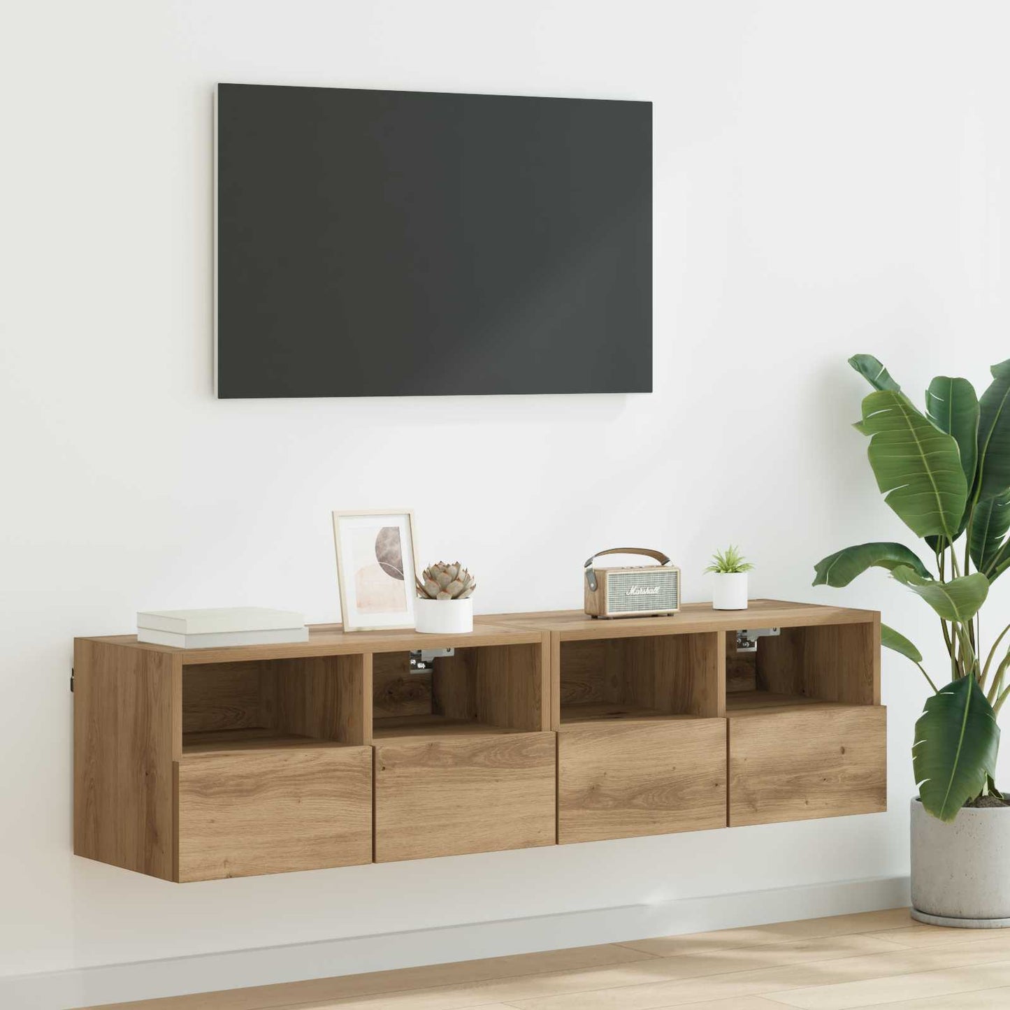 TV-Wandregale 2 stk. Artisan-Eiche Holzwerkstoff
