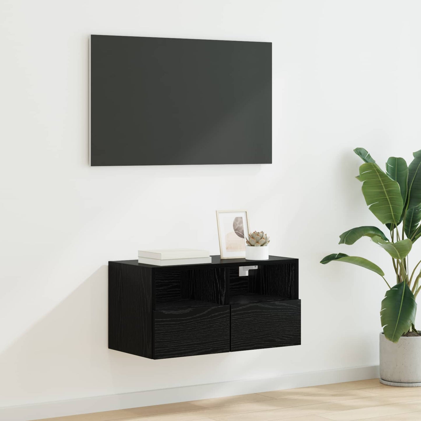 TV-Wandschrank 60 x 30 x 30 cm Schwarz Eichen-Optik