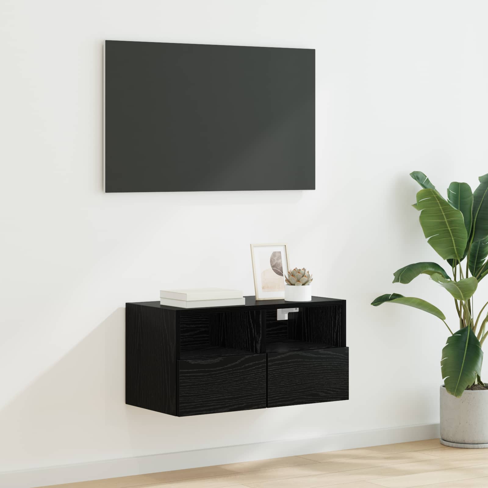 TV-Wandschrank 60 x 30 x 30 cm Schwarz Eichen-Optik