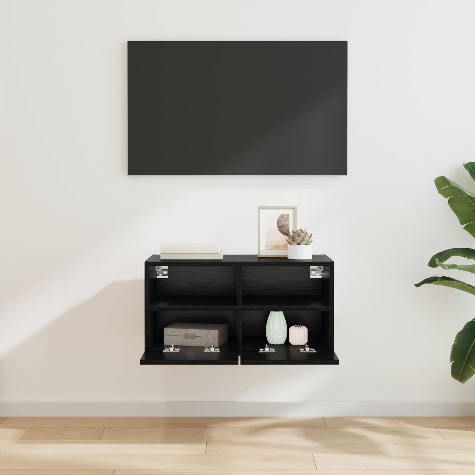 TV-Wandschrank 60 x 30 x 30 cm Schwarz Eichen-Optik