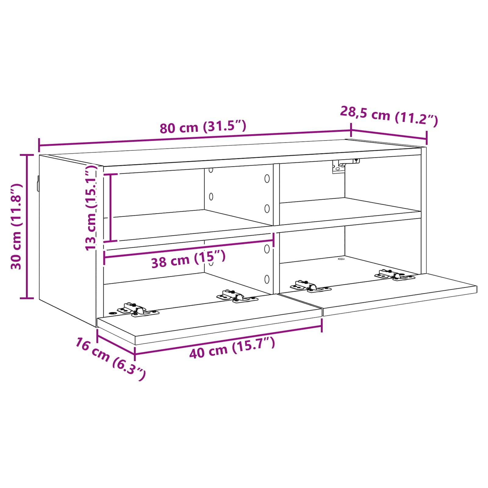 TV-Wandschrank 80 x 30 x 30 cm Artisan-Eiche Holzwerkstoff