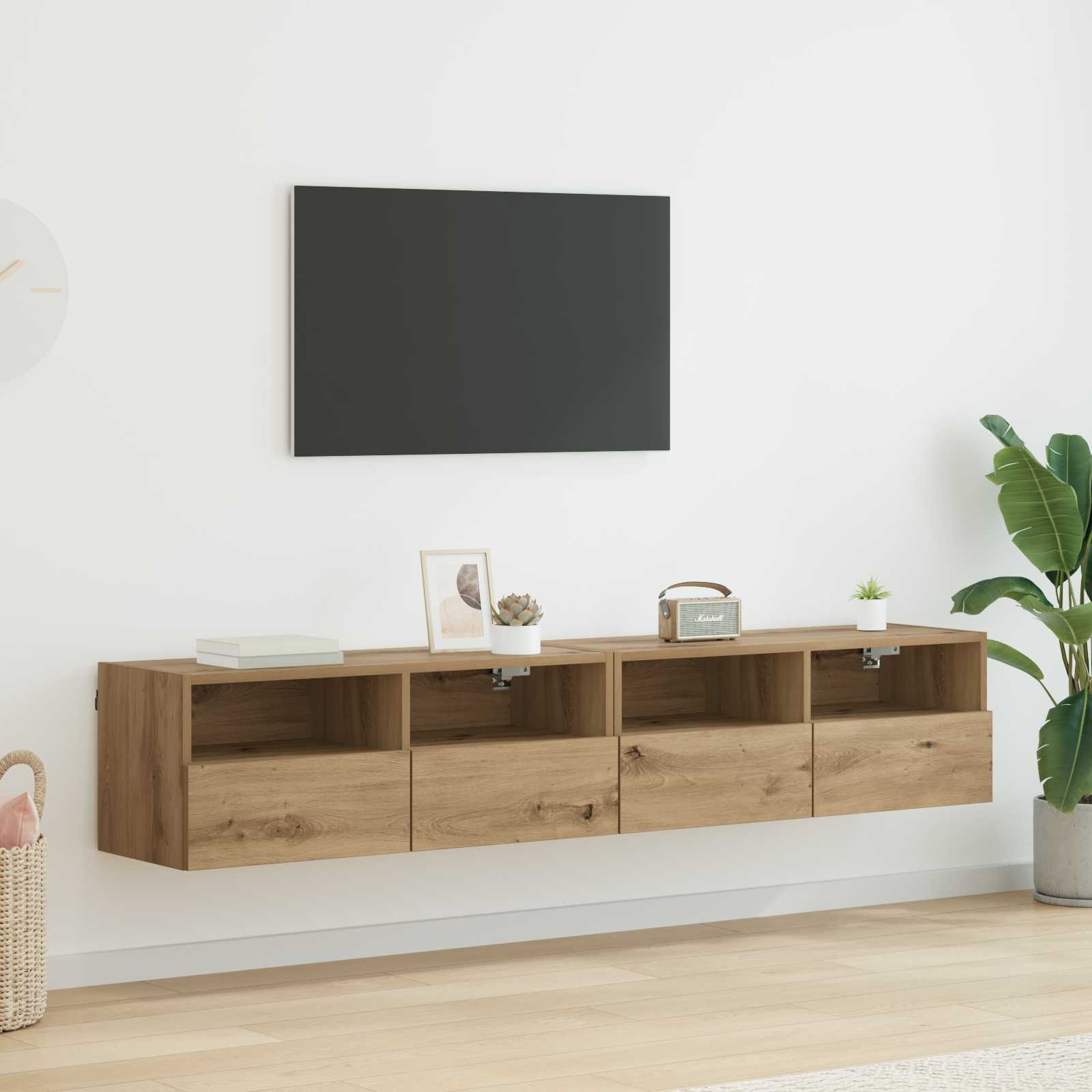 TV-Wandregale 2 stk. Artisan-Eiche Holzwerkstoff