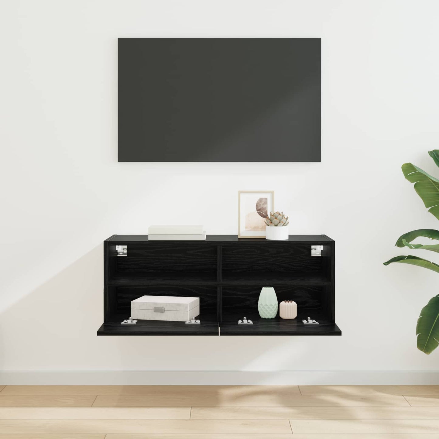 TV-Wandschrank 80 x 30 x 30 cm Schwarz Eichen-Optik