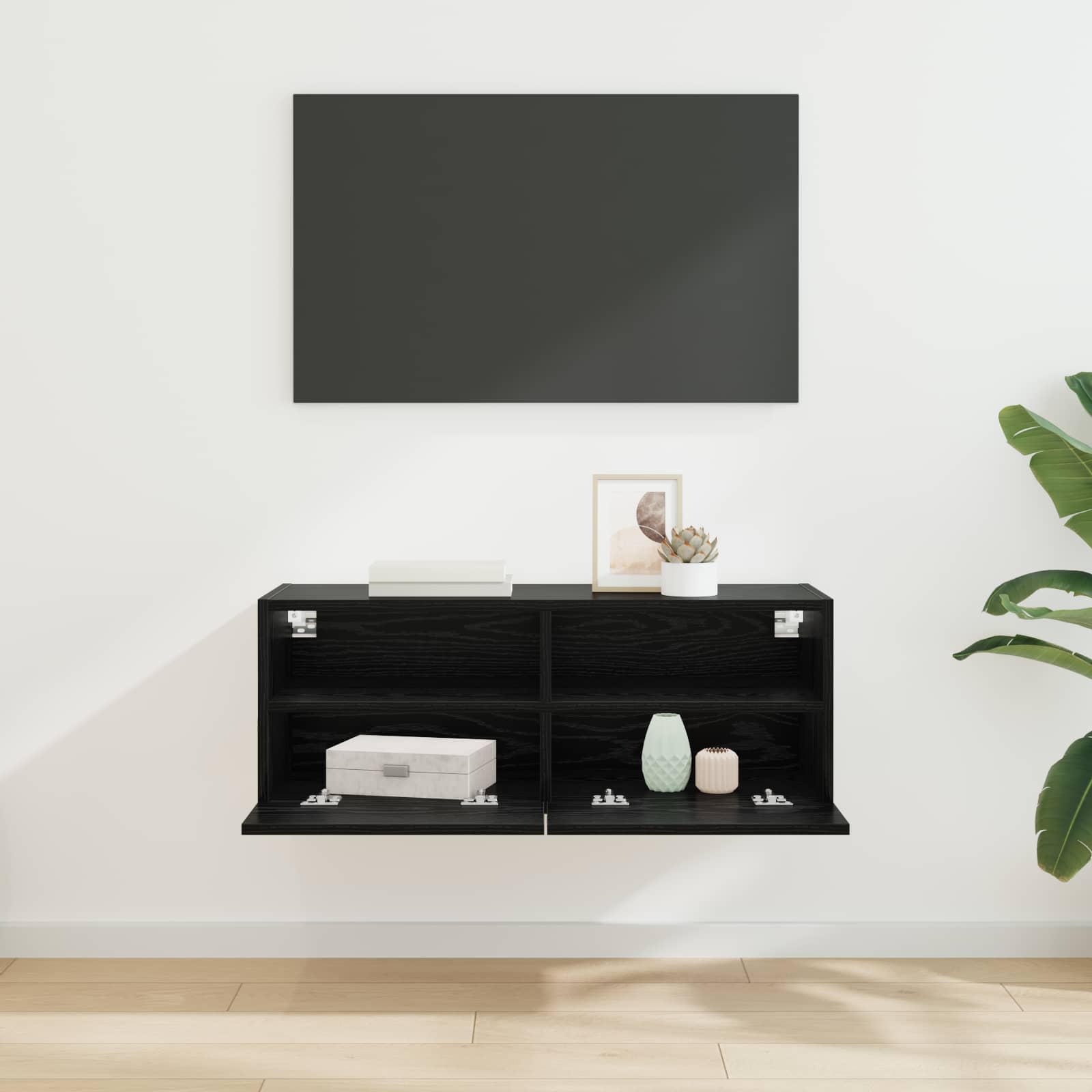 TV-Wandschrank 80 x 30 x 30 cm Schwarz Eichen-Optik