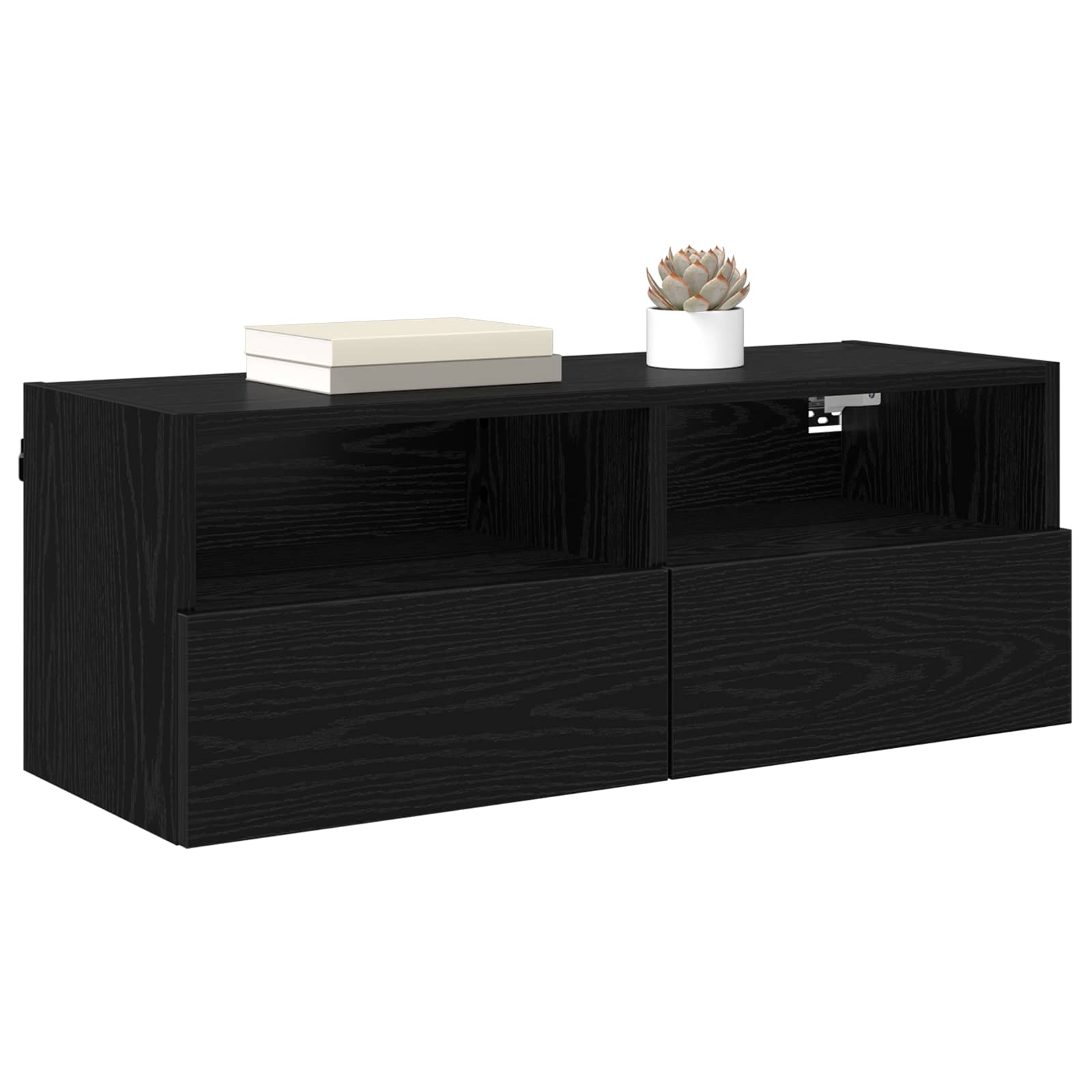 TV-Wandregale 2 stk. Schwarz Eichen-Optik Holzwerkstoff