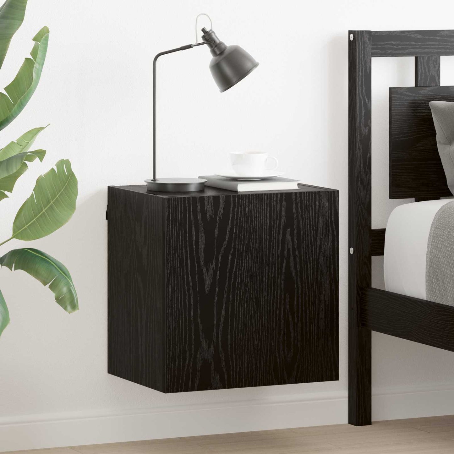 TV-Wandschrank 40,5x30x40cm Schwarz Eichen-Optik Holzwerkstoff