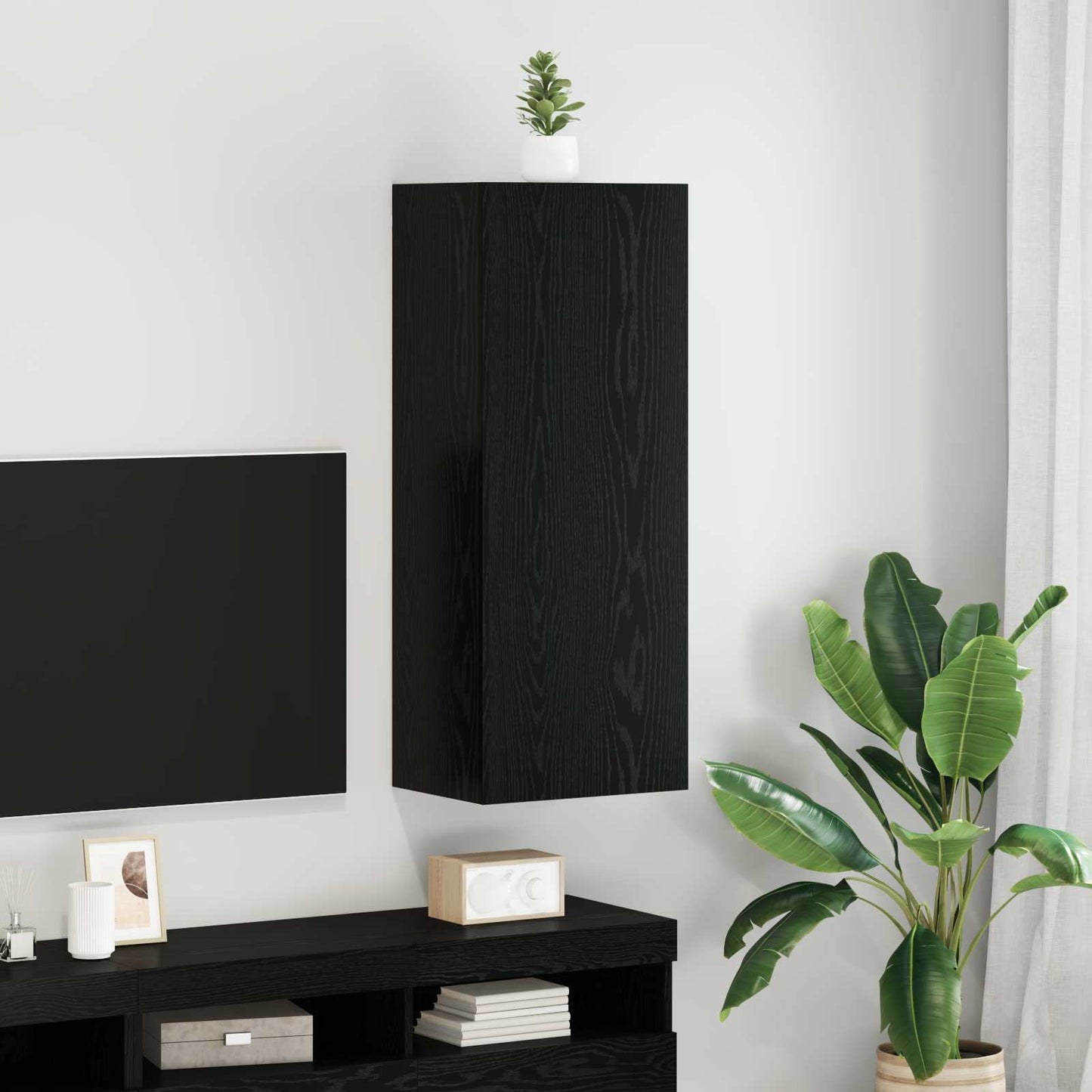 TV-Wandschrank 40,5 x 30 x 102 cm Schwarz Eichen-Optik