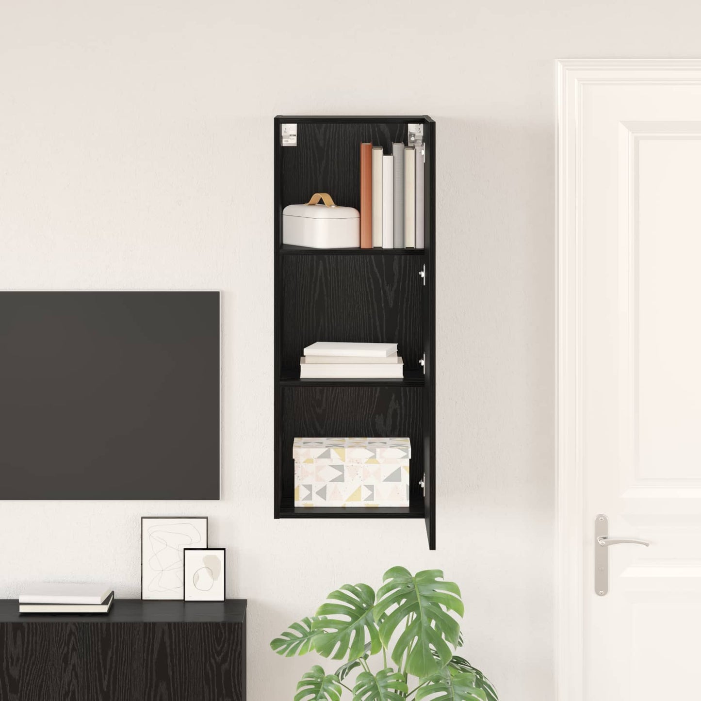 TV-Wandschrank 40,5 x 30 x 102 cm Schwarz Eichen-Optik