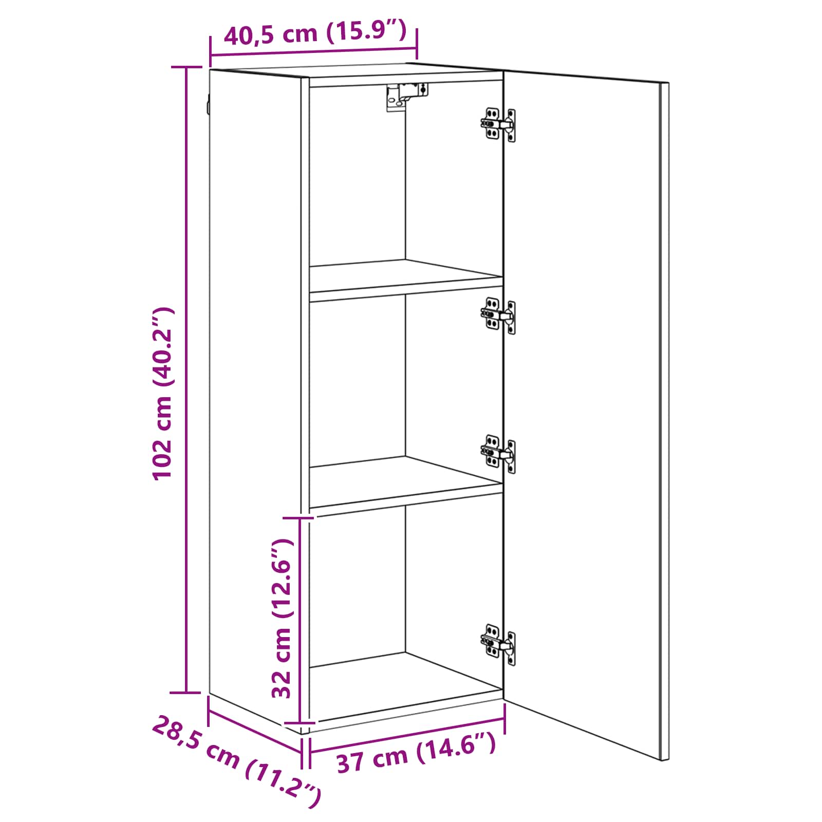 TV-Wandschrank 40,5 x 30 x 102 cm Schwarz Eichen-Optik