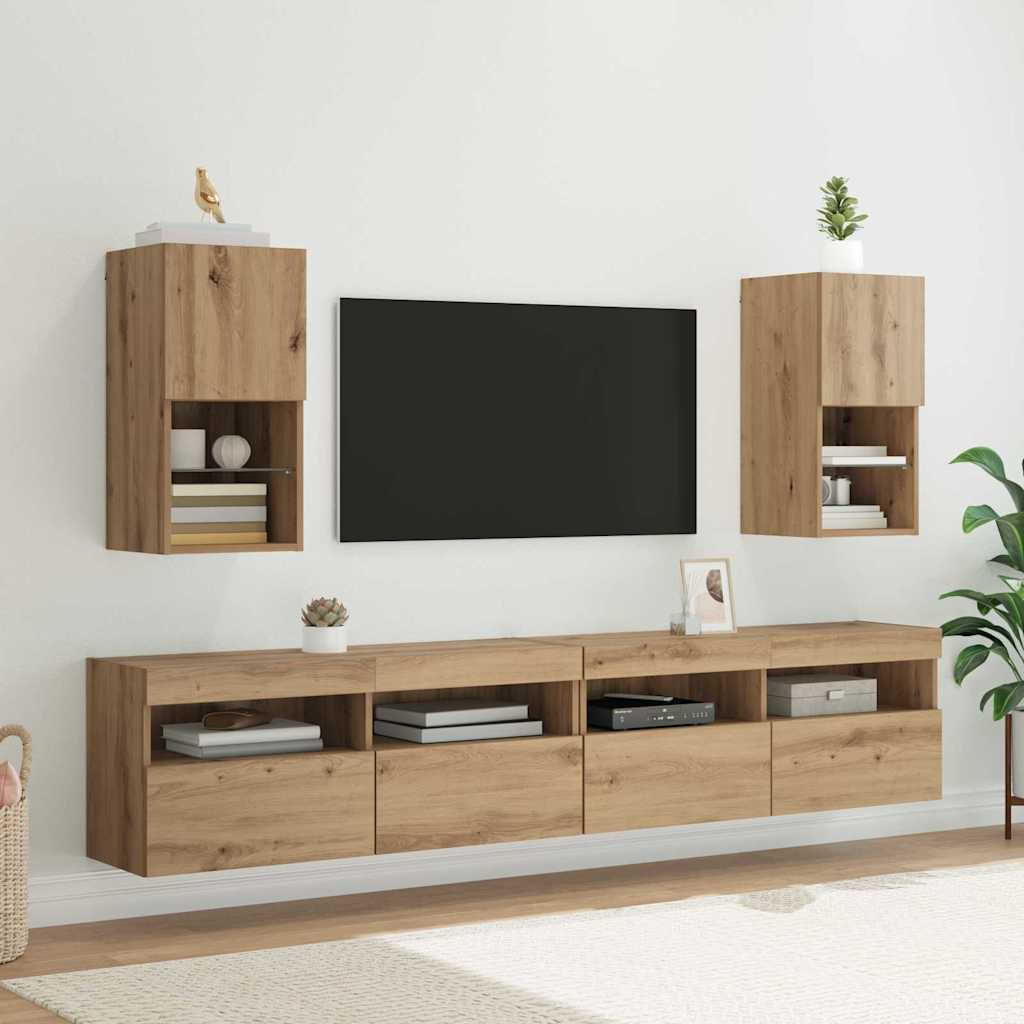 Wandmontierte TV-Schränke 2 stk. Artisan-Eiche Holzwerkstoff