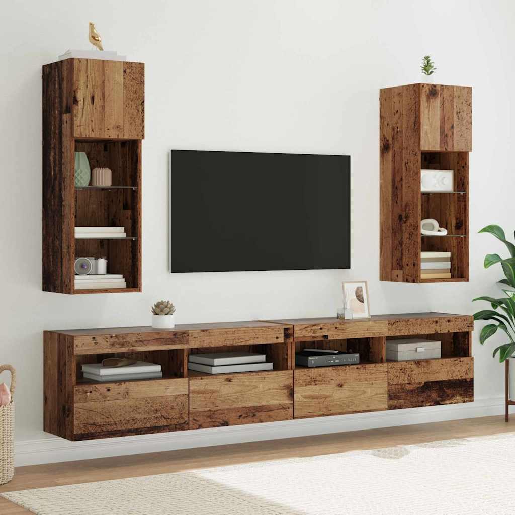 Wandmontierter TV-Schrank 30,5 x 30 x 90 cm Altholz