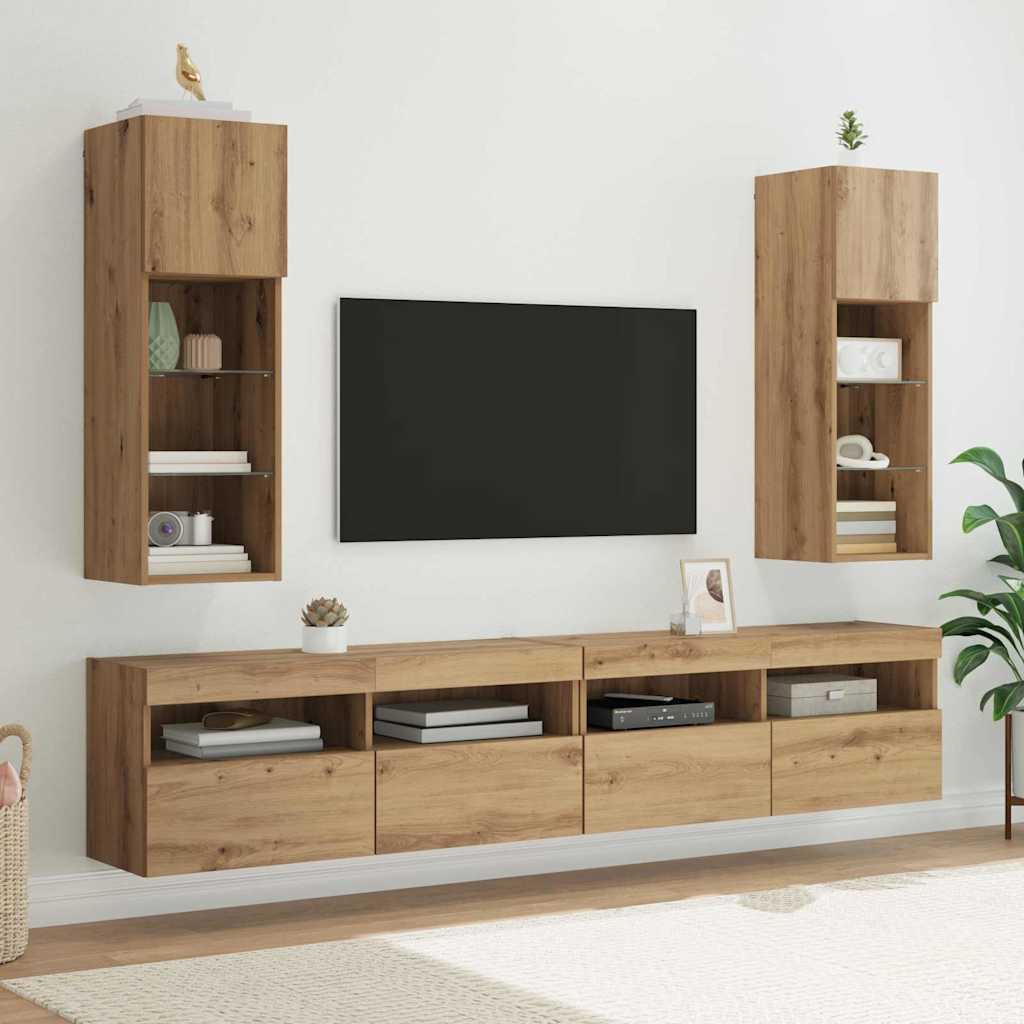 Wandmontierte TV-Schränke 2 stk. Artisan-Eiche Holzwerkstoff