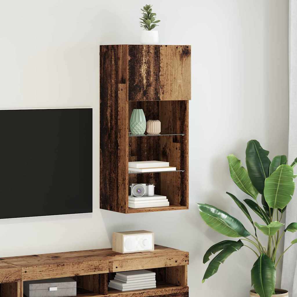 Wandmontierter TV-Schrank 40.5 x 30 x 90 cm Altholz