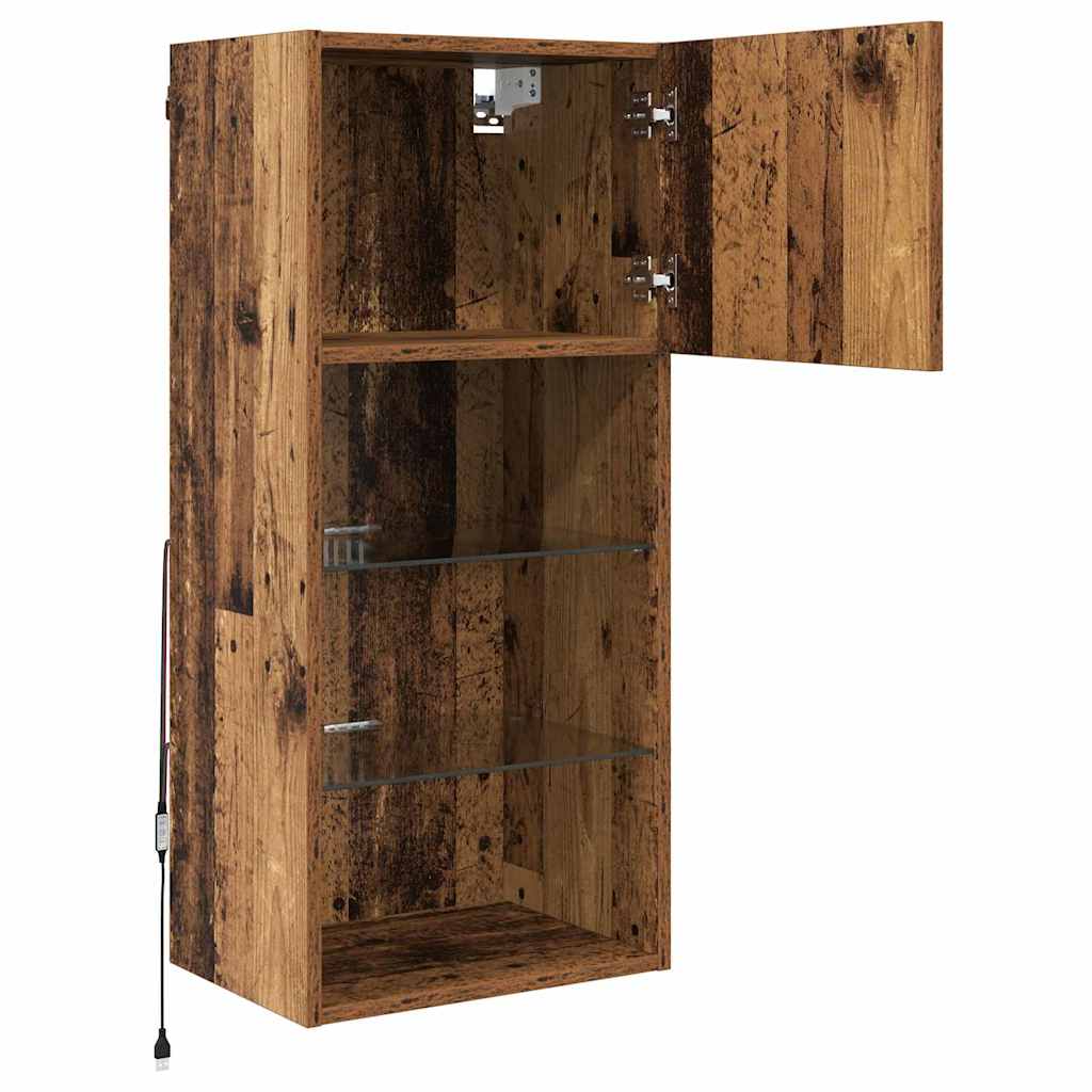 Wandmontierter TV-Schrank 40.5 x 30 x 90 cm Altholz