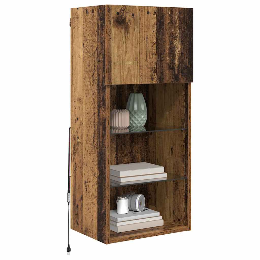 Wandmontierter TV-Schrank 40.5 x 30 x 90 cm Altholz