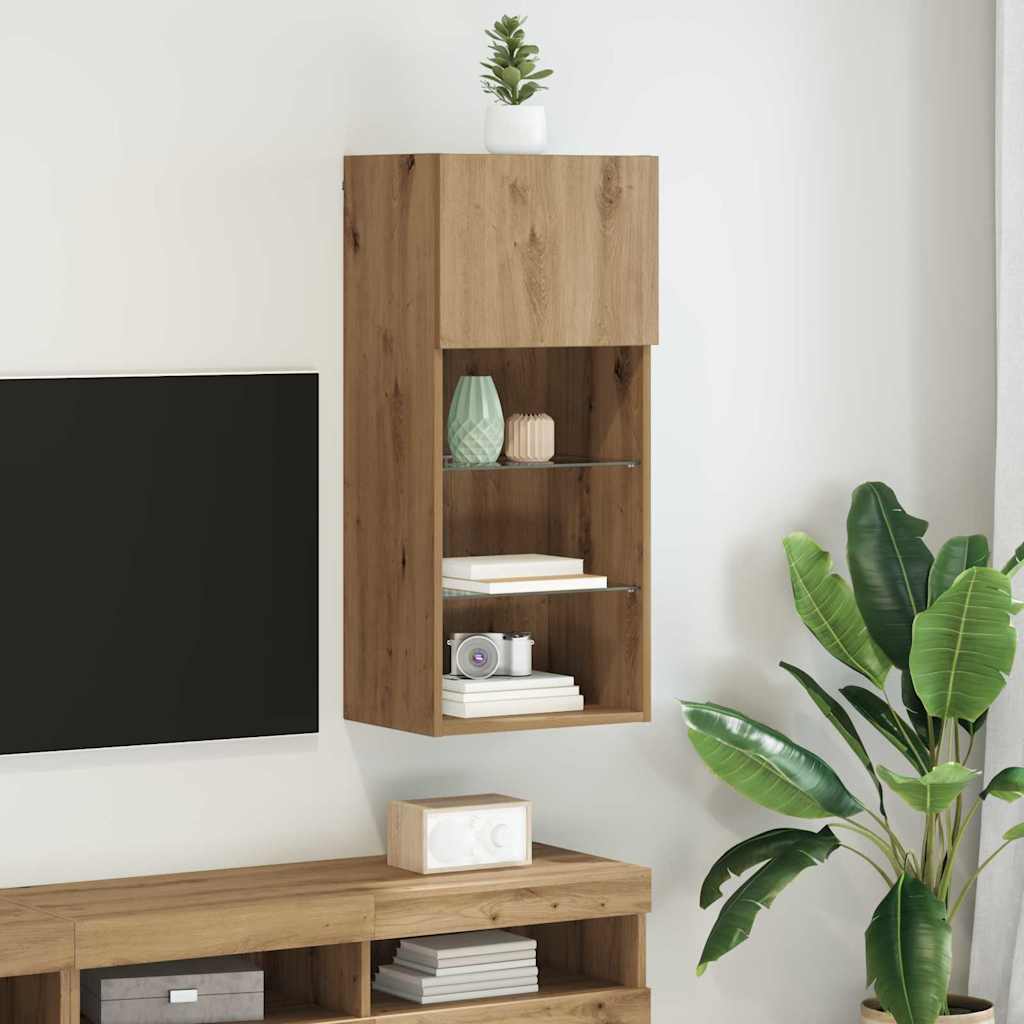 Wandmontierter TV-Schrank 40.5 x 30 x 90 cm Artisan-Eiche