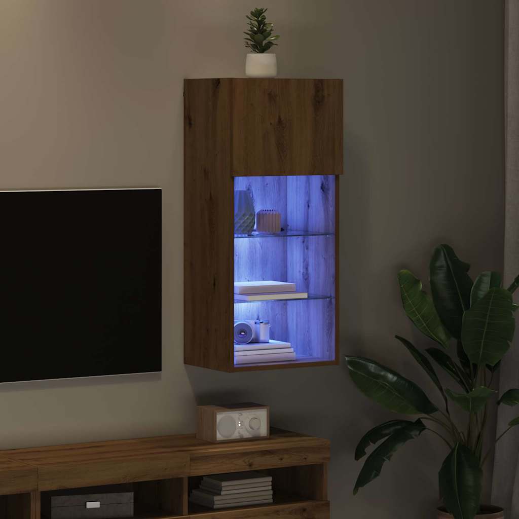 Wandmontierter TV-Schrank 40.5 x 30 x 90 cm Artisan-Eiche