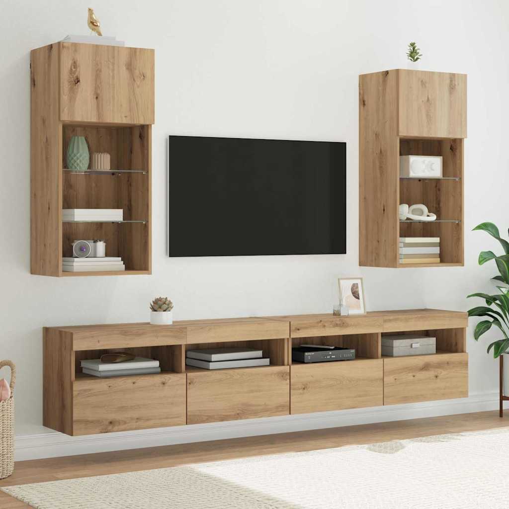 Wandmontierte TV-Schränke 2 stk. Artisan-Eiche Holzwerkstoff