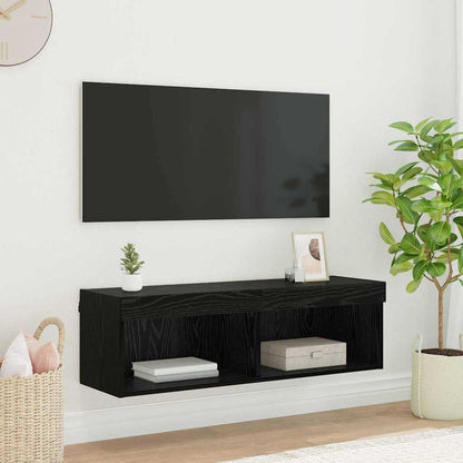 TV-Wandschrank 100 x 30 x 30 cm Schwarz Eichen-Optik