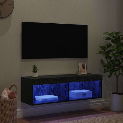 TV-Wandschrank 100 x 30 x 30 cm Schwarz Eichen-Optik