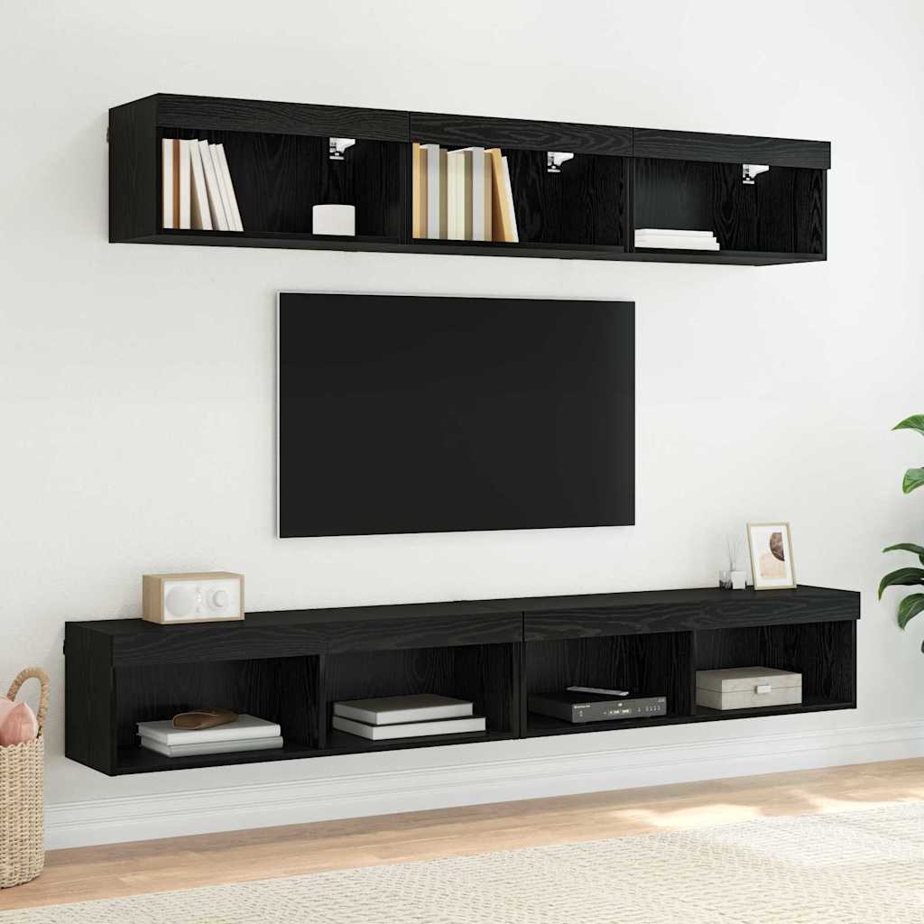 TV-Wandschrank 100 x 30 x 30 cm Schwarz Eichen-Optik