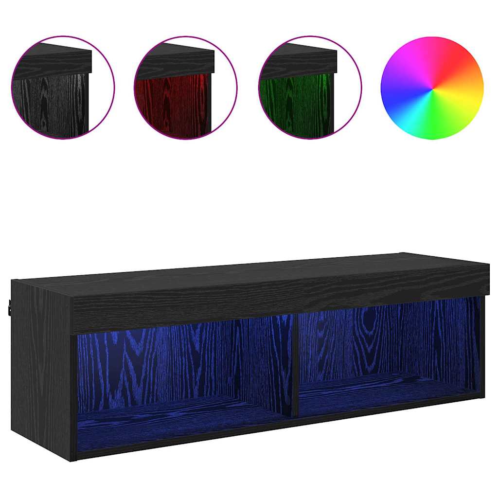 TV-Wandschrank 100 x 30 x 30 cm Schwarz Eichen-Optik