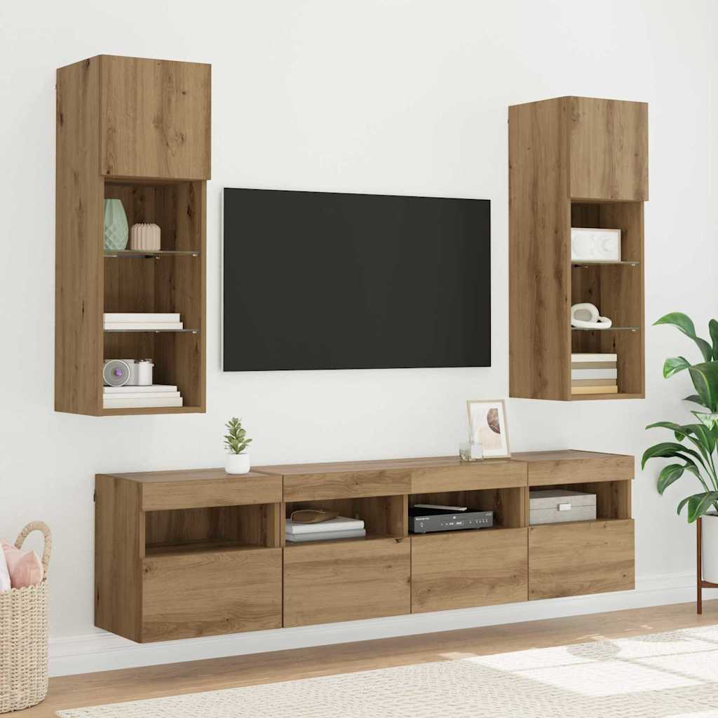 TV-Wandregale 2 stk. Artisan-Eiche Holzwerkstoff